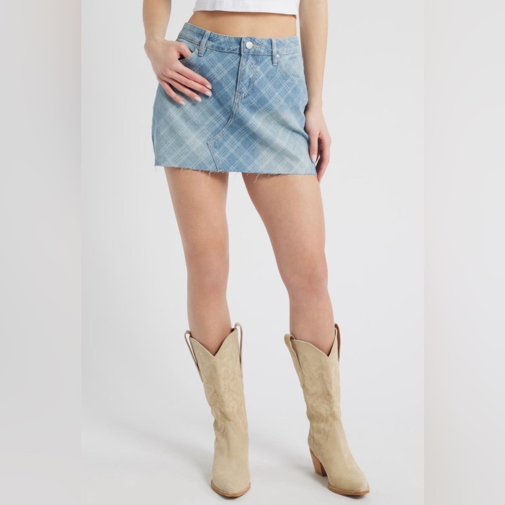 NWT! PCTL Plaid Denim Miniskirt